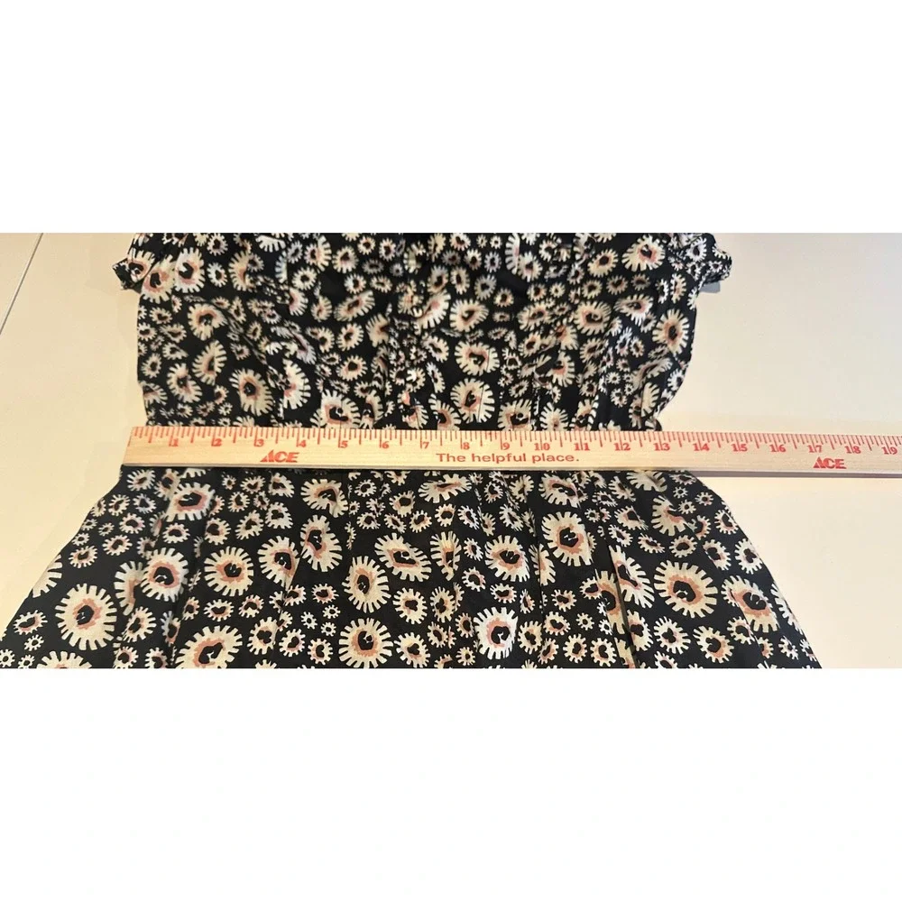 Outerknown Canyon Midi Dress Sz S Organic Cotton Pitch‎ Black Bramble Daisy Belt